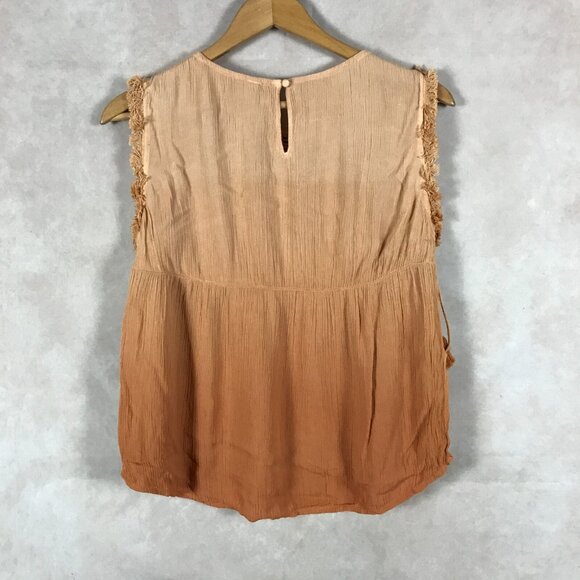 American Rag Le Femme Dip Dye Glow Boho Fringe Top NEW XS - Picture 5 of 6